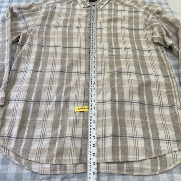 Vintage McNeal shirt button down plaid neutral beige white 100% cotton Large - Picture 8 of 10